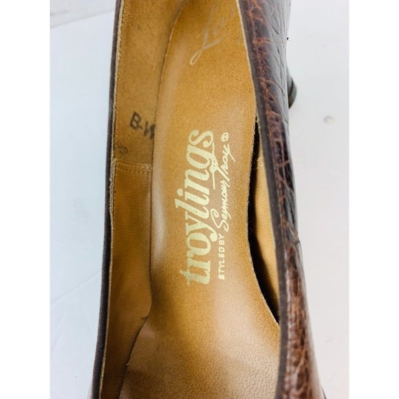 Vintage 1950's-60's SEYMOUR Troy TROYLINGS Alligator Pumps ~ 7 Narrow Brown - Picture 3 of 11